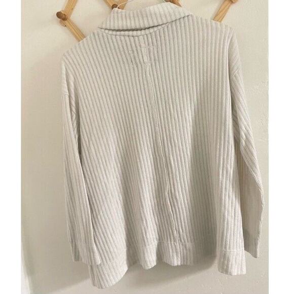 Anthropologie Sweater Women's Medium Maeve Cowl Neck Cream Ribbed Relaxed Fit - Picture 7 of 9